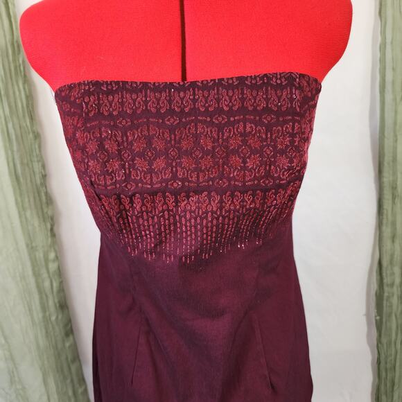 CDC Caren Desiree Company Vintage Red Short Strapless Stretch Dress Size 12 - Picture 2 of 5